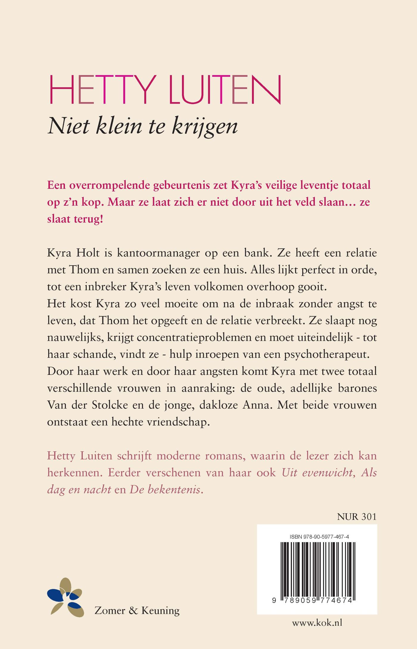 Achterkant van Niet klein te krijgen