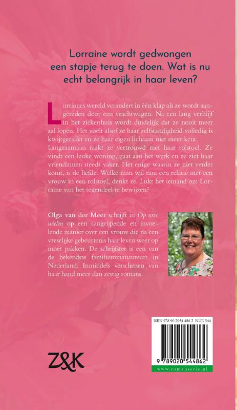 Achterkant van Op roze wielen