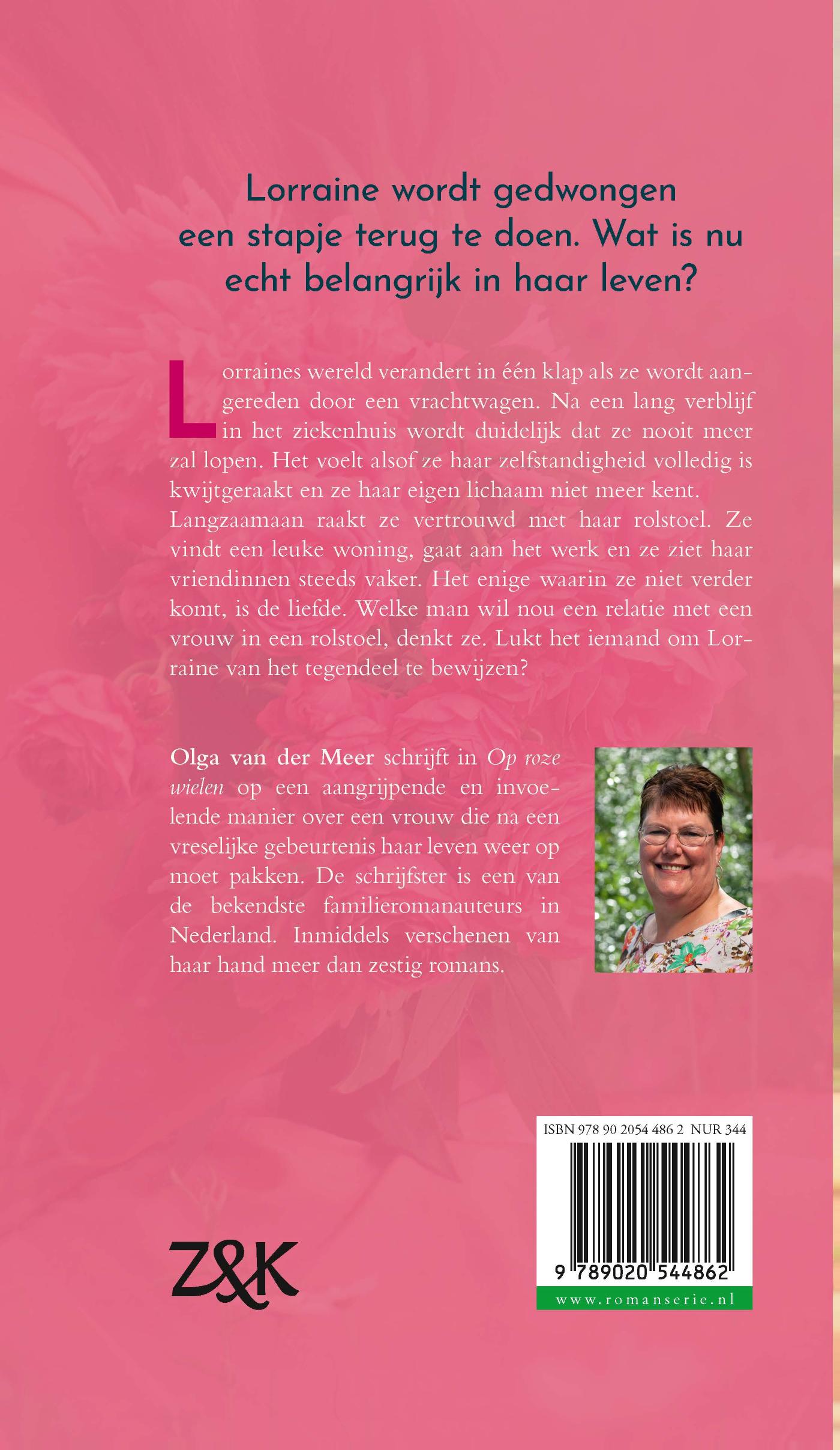 Achterkant van Op roze wielen