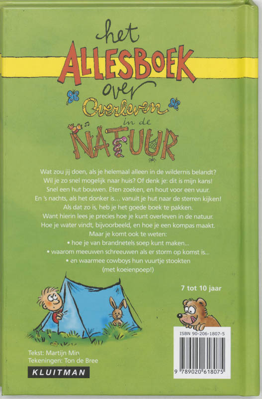 Achterkant van Het Allesboek over overleven in de natuur
