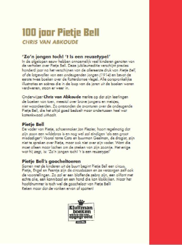 Achterkant van 100 jaar Pietje Bell