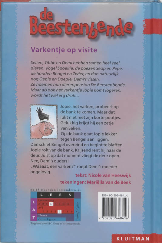 Achterkant van De Beestenbende varkentje op visite