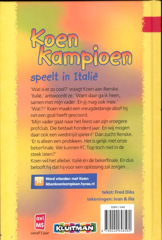 Achterkant van Koen kampioen speelt in Italië