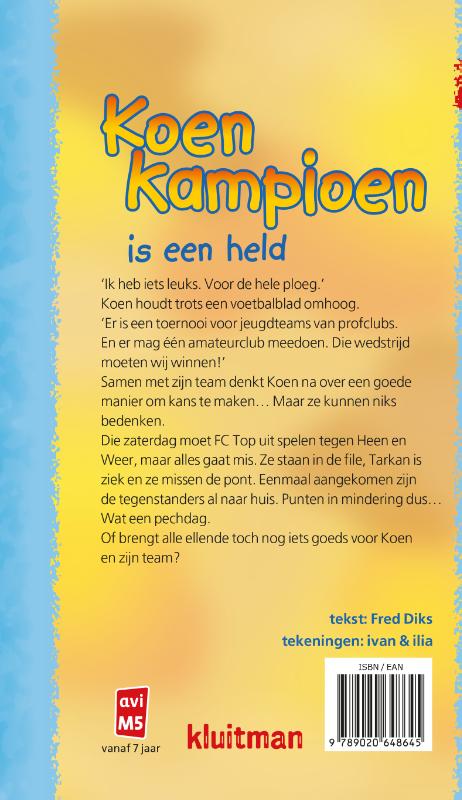 Achterkant van Koen Kampioen is een held