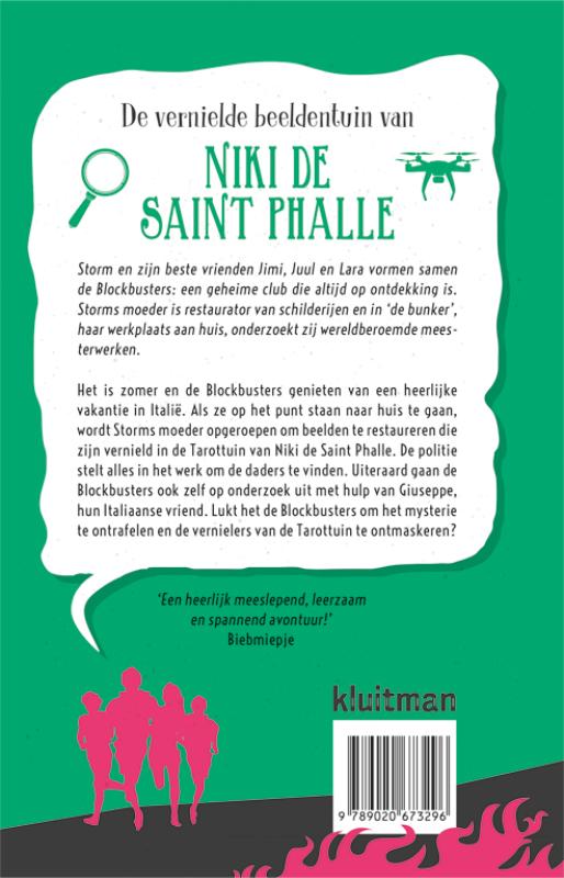 Achterkant van De vernielde beeldentuin van Niki de Saint