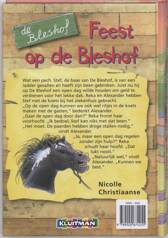 Achterkant van Feest op de Bleshof
