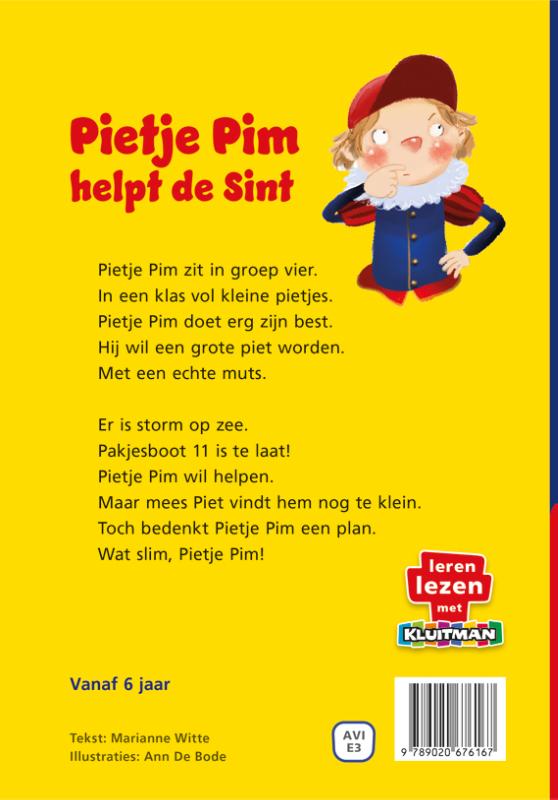 Achterkant van Pietje Pim helpt de sint