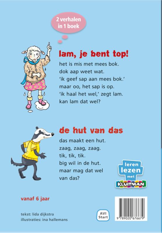 Achterkant van De klas van mees bok. het boek van lam en das