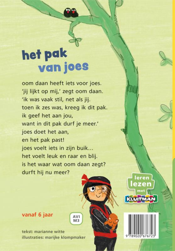 Achterkant van het pak van joes