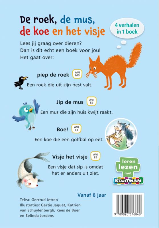 Achterkant van De roek, de mus, de koe en het visje