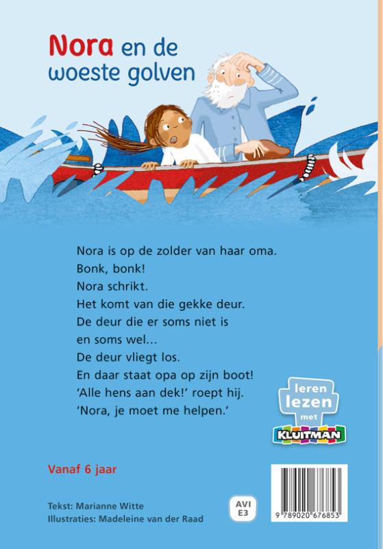 Achterkant van Nora en de woeste golven