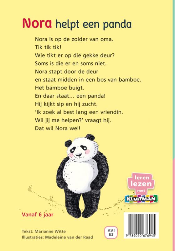 Achterkant van Nora helpt een panda