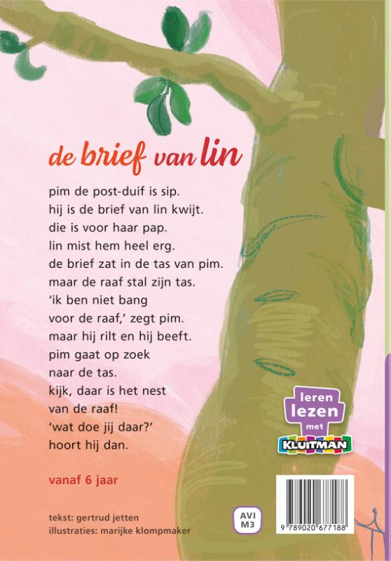 Achterkant van pim de post-duif. de brief van lin