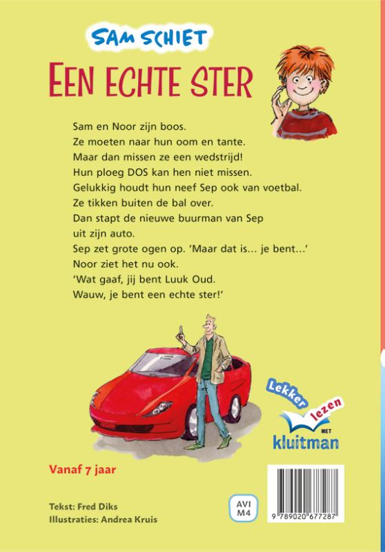 Achterkant van Sam Schiet. Een echte ster