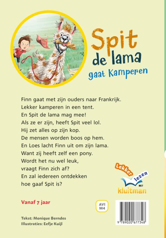 Achterkant van Spit de lama gaat kamperen