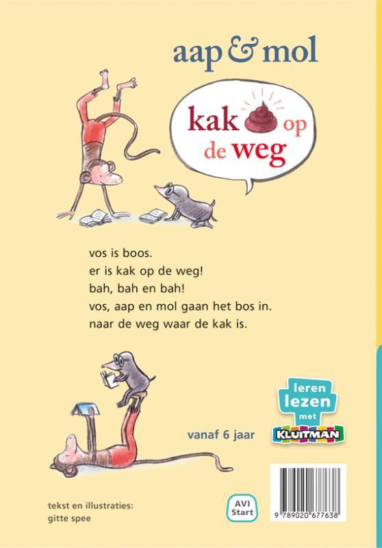 Achterkant van aap en mol. kak op de weg