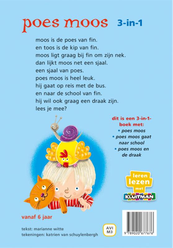 Achterkant van poes moos 3-in-1