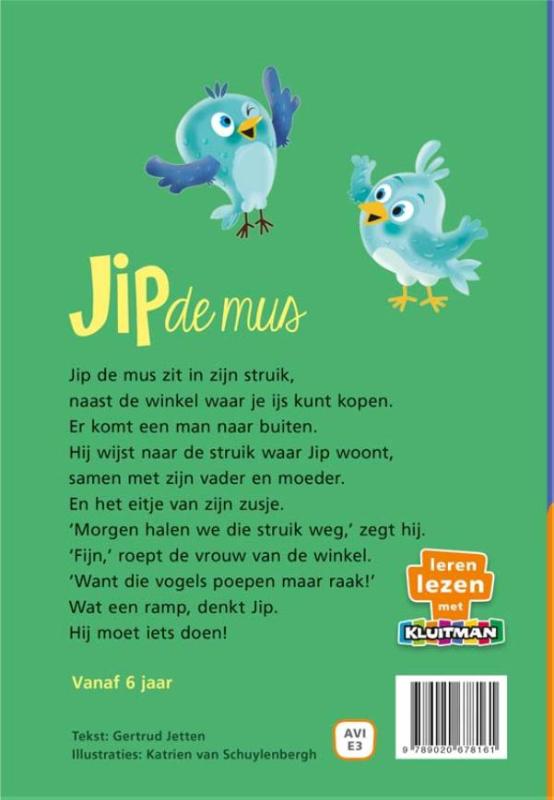 Achterkant van Jip de mus