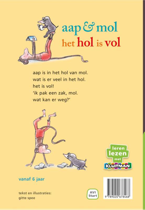 Achterkant van aap & mol het hol is vol
