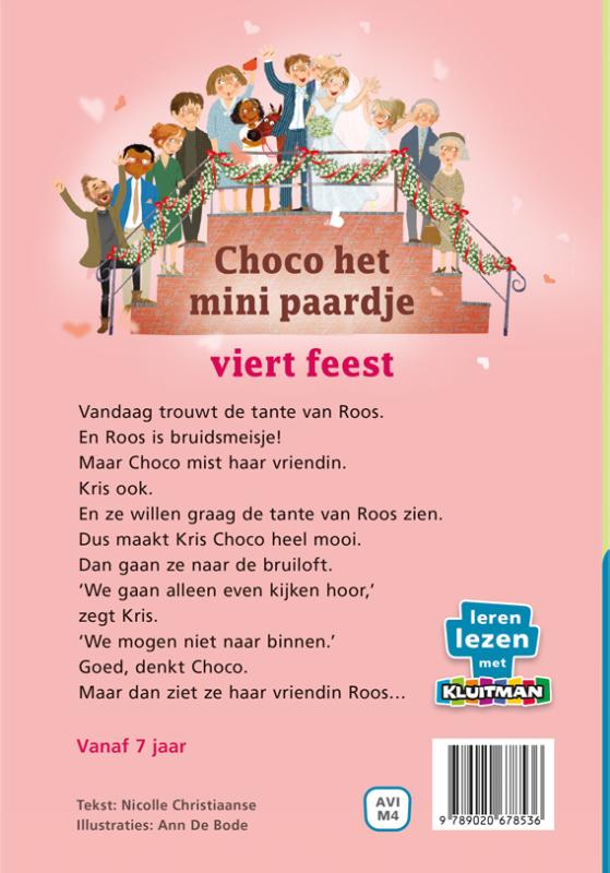 Achterkant van Choco het minipaardje viert feest
