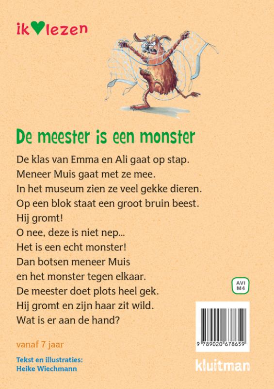 Achterkant van De meester is een monster