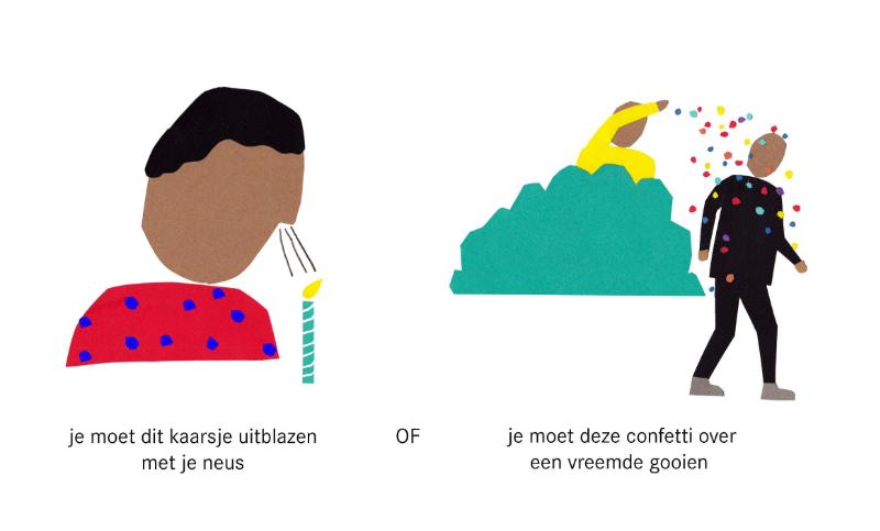 Achterkant van Dilemma op Dinsdag verjaardagskaarten set 2 x 5 stuks