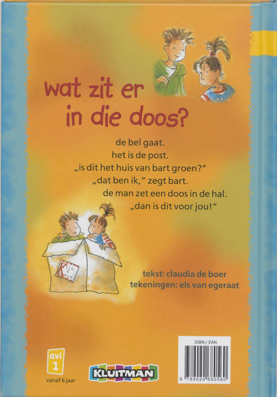 Achterkant van Wat zit er in die doos?