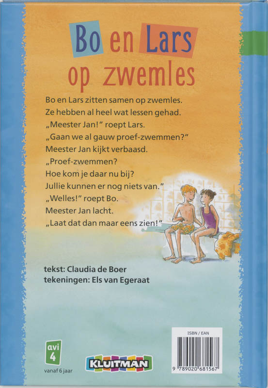 Achterkant van Bo en Lars op zwemles