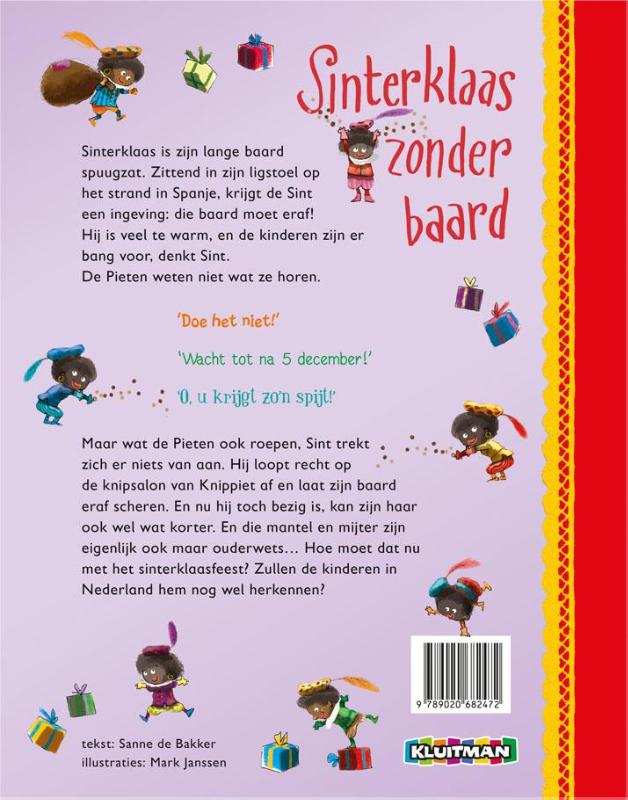 Achterkant van Sinterklaas zonder baard