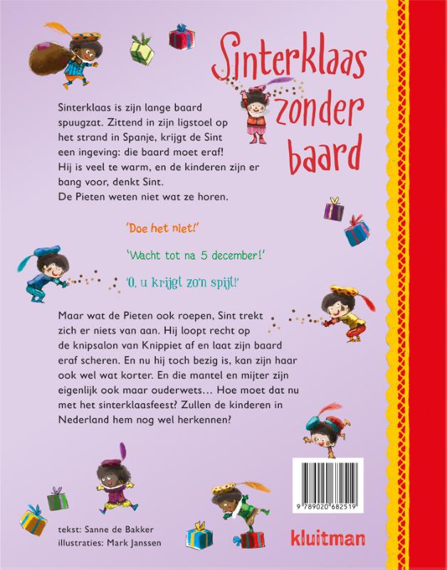 Achterkant van Sinterklaas zonder baard