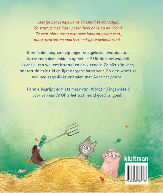 Achterkant van Ronnie de pony en Aart het paard en Leentje het eendje