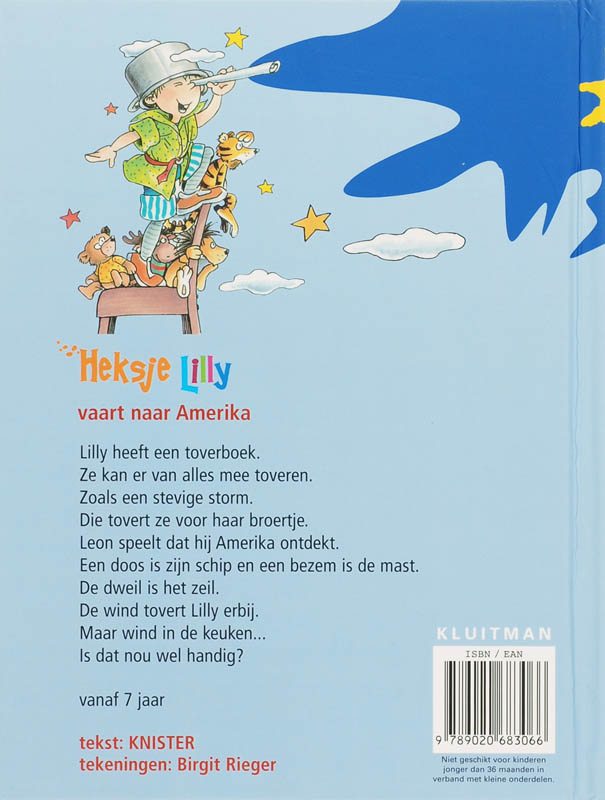 Achterkant van Heksje Lilly vaart naar Amerika