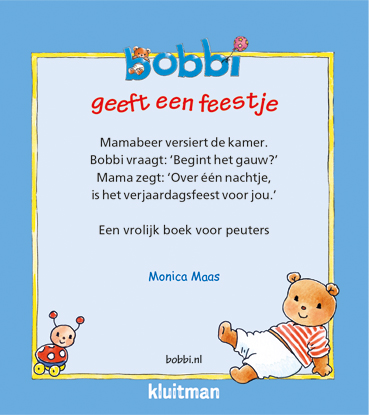 Achterkant van Bobbi geeft een feestje uitdeelboekjes