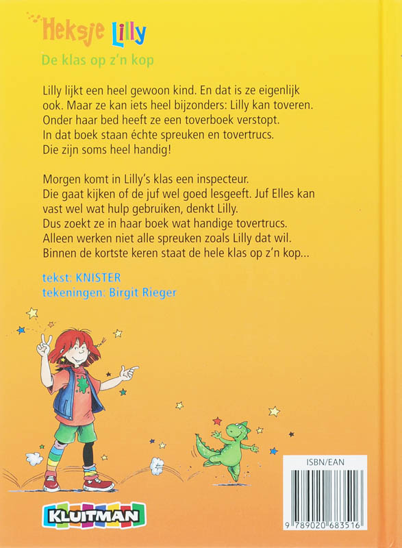 Achterkant van Heksje Lilly. De klas op z'n kop