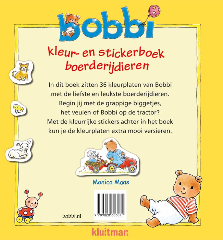 Achterkant van Kleur- en stickerboek boerderijdieren