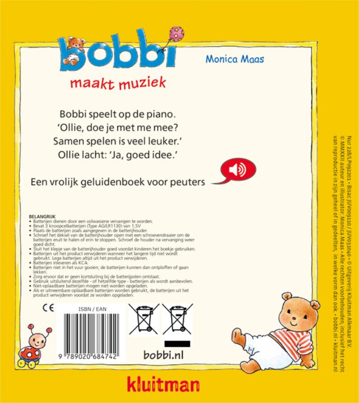 Achterkant van Bobbi maakt muziek - geluidenboek