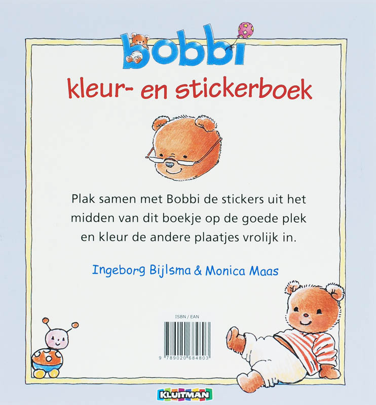 Achterkant van Bobbi kleur- en stickerboek