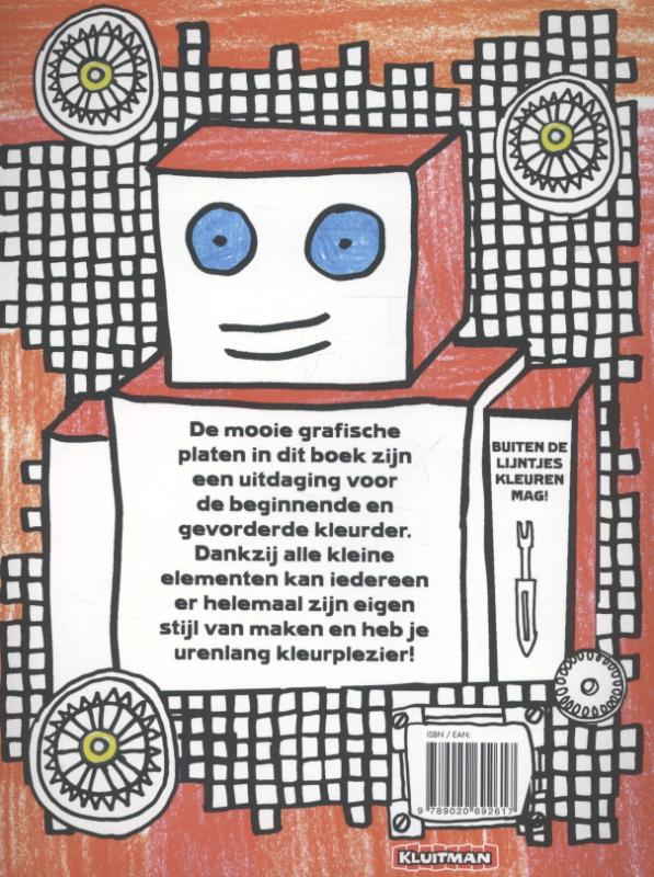 Achterkant van Super grote robot kleurboek