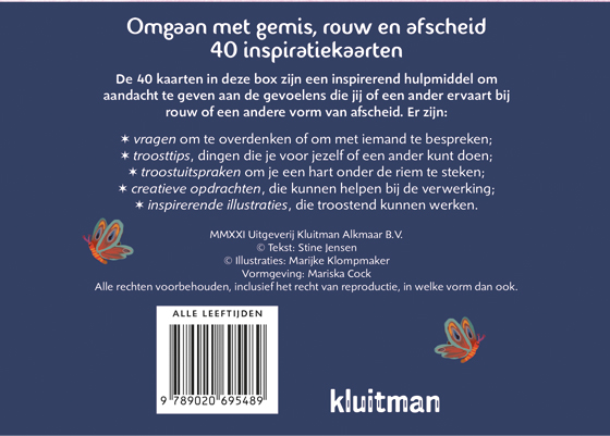 Achterkant van Inspiratiekaarten voor omgaan met gemis, rouw en afscheid