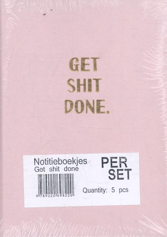 Achterkant van Get shit done notitieboekjes set 5 ex