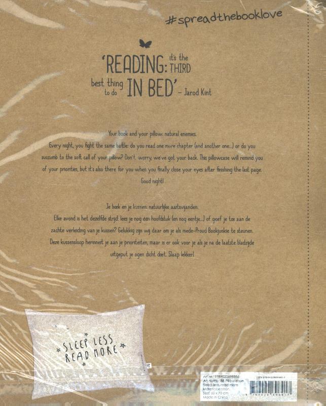 Achterkant van Kussensloop sleep less, read more per 10 stuks