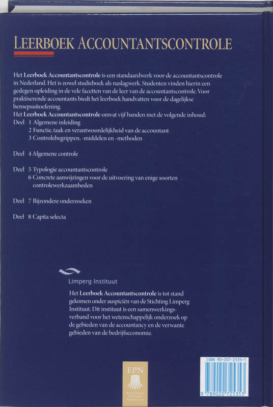 Achterkant van Leerboek accountscontrole