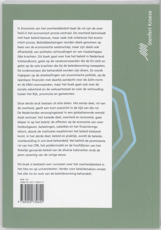 Achterkant van Economie van het overheidsbeleid