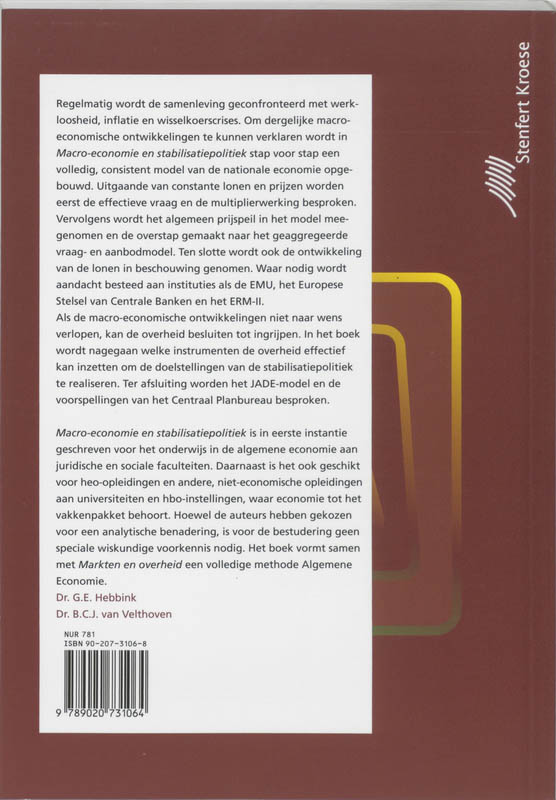 Achterkant van Macro-economie en stabilisatiepolitiek