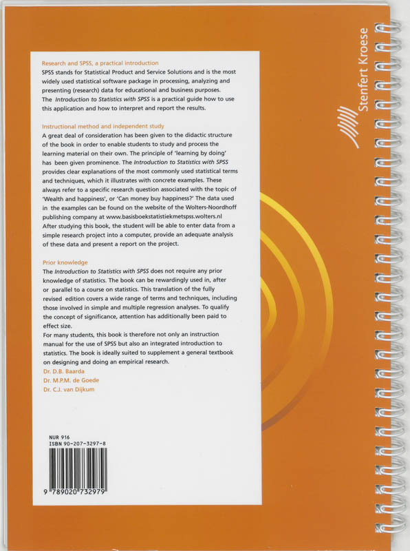 Achterkant van Introduction to statistics with SPSS