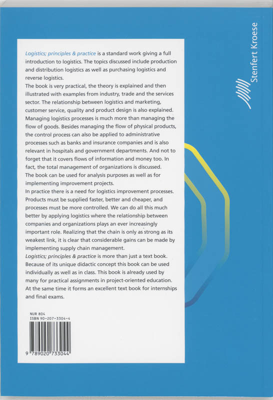 Achterkant van Logistics: Principles and practice