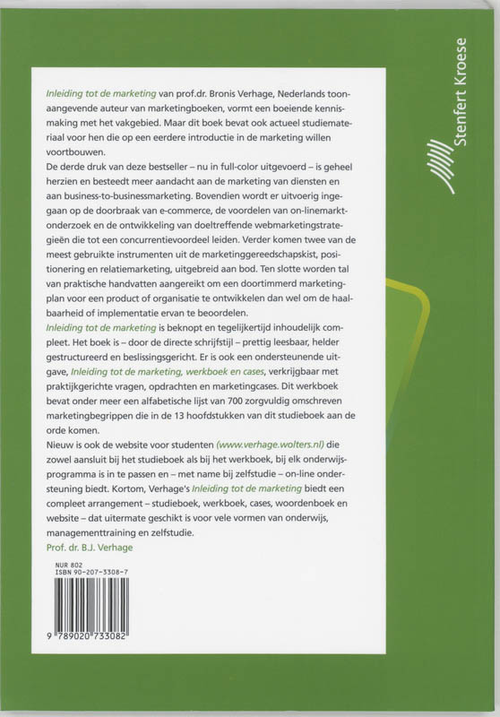 Achterkant van Inleiding tot de marketing