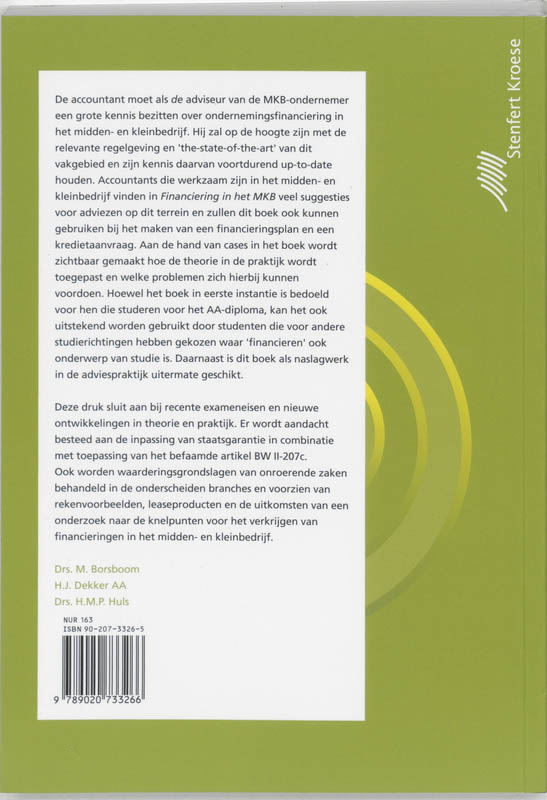 Achterkant van Financiering in het midden-en kleinbedrijf