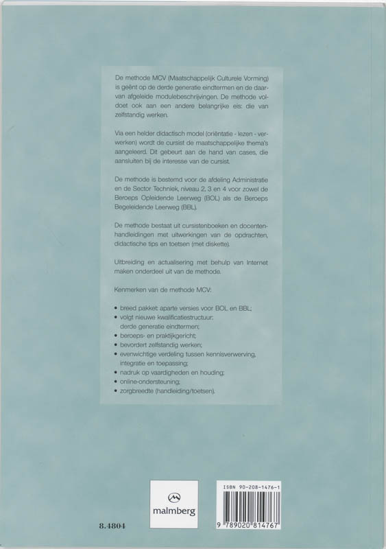 Achterkant van Cursistenboek 1