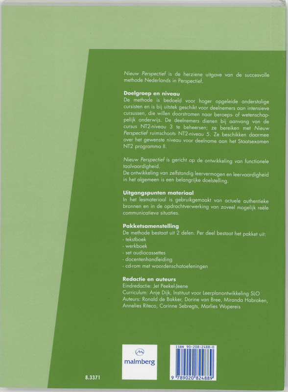 Achterkant van Tekstboek